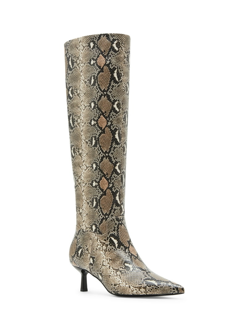 Madden Girl Women's Dicee Kitten Heel Knee High Boots (Wide Calf