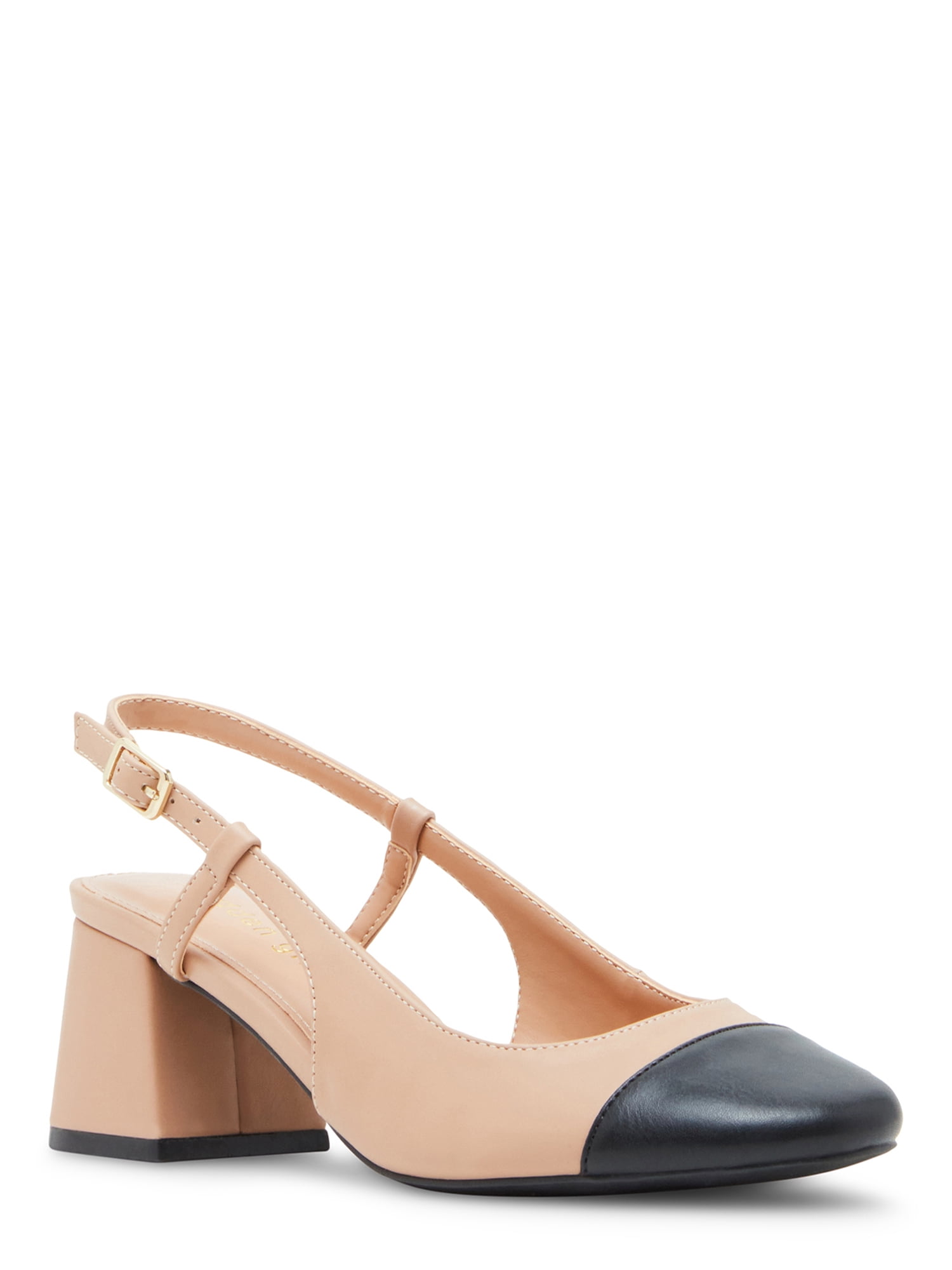 Madden Girl Women's Keithh Slingback Block Heels with Cap Toe - Walmart.com