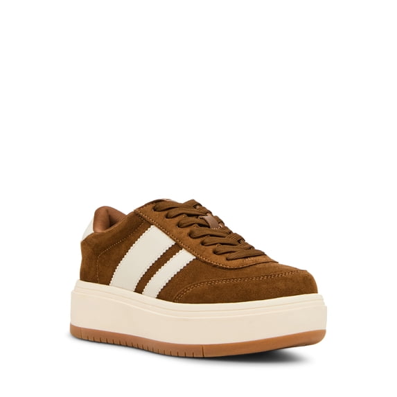 Madden Girl Women's Navida Lace-up Platform Sneaker with Stripes