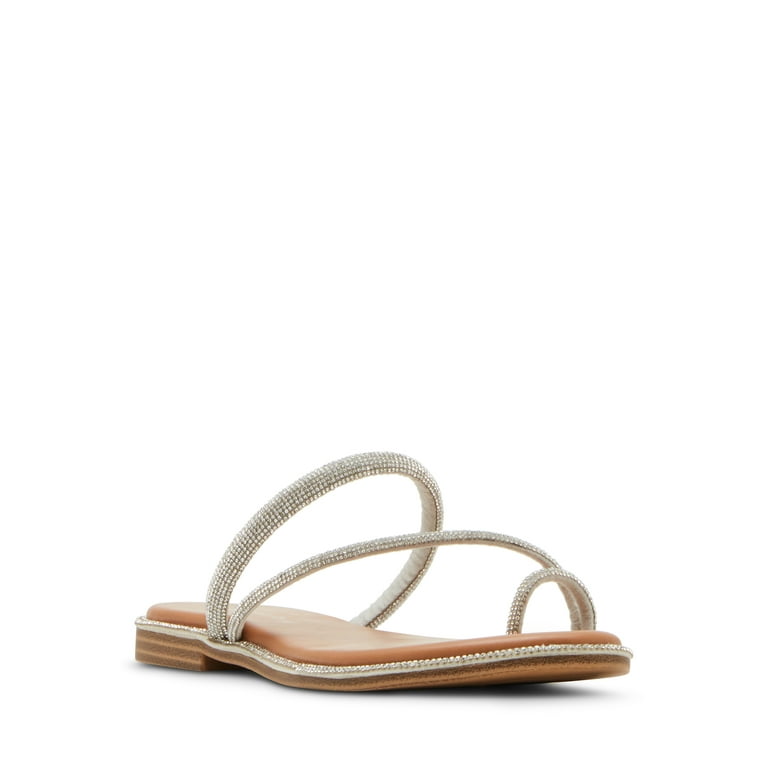 Madden Girl リングラインストーン ストラップ スライドサンダル Madden Girl Women's Spotlight-B Toe Loop Slip On Bling