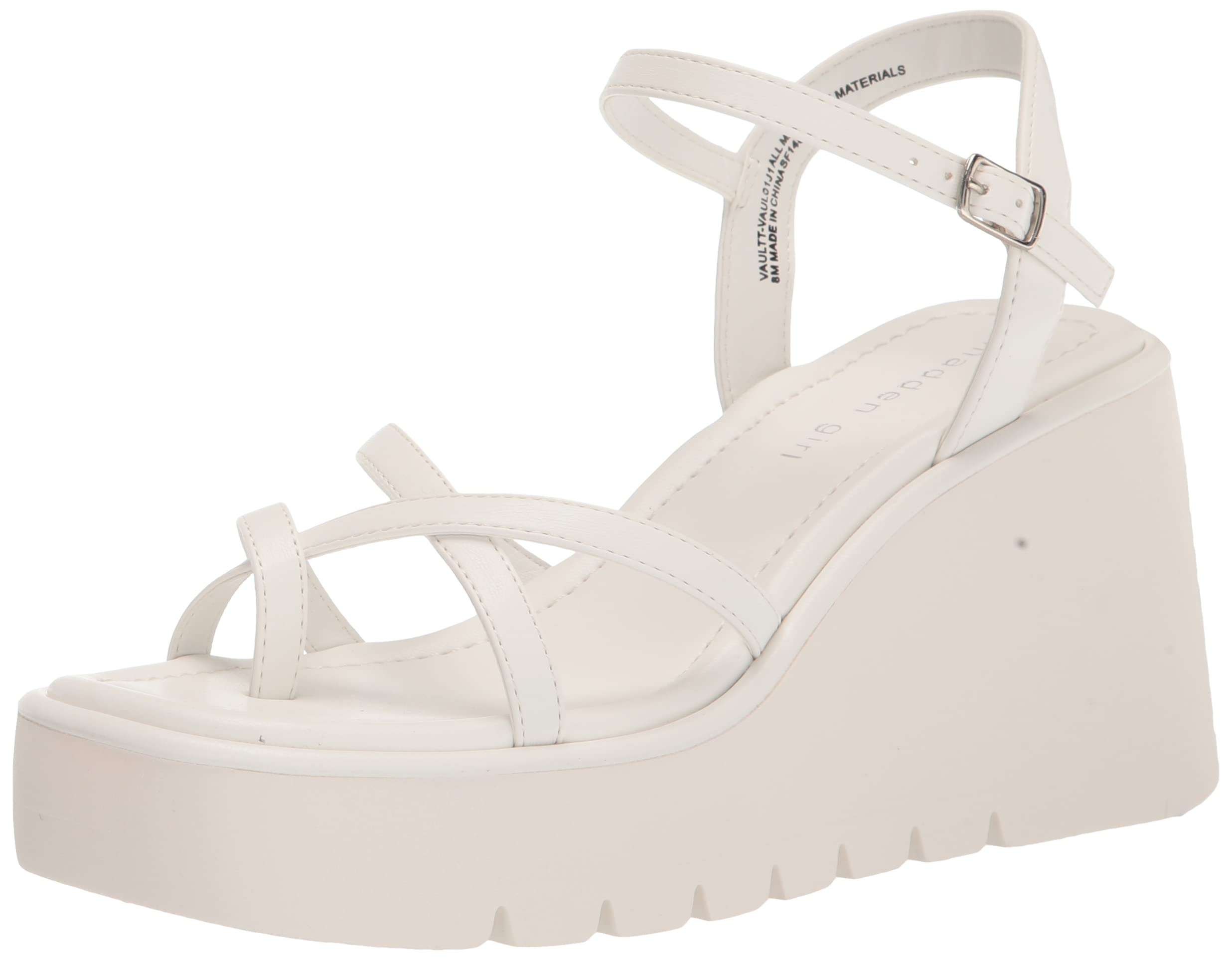 Madden Girl Women's Vaultt Wedge Sandal White 8.5