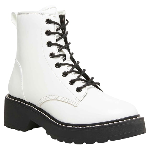 Madden Girl Womens Carra Faux Leather Lug Sole Ankle Boots