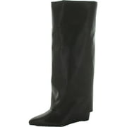 Madden Girl Womens Evannder Faux Leather Knee-Length Wedge Boots