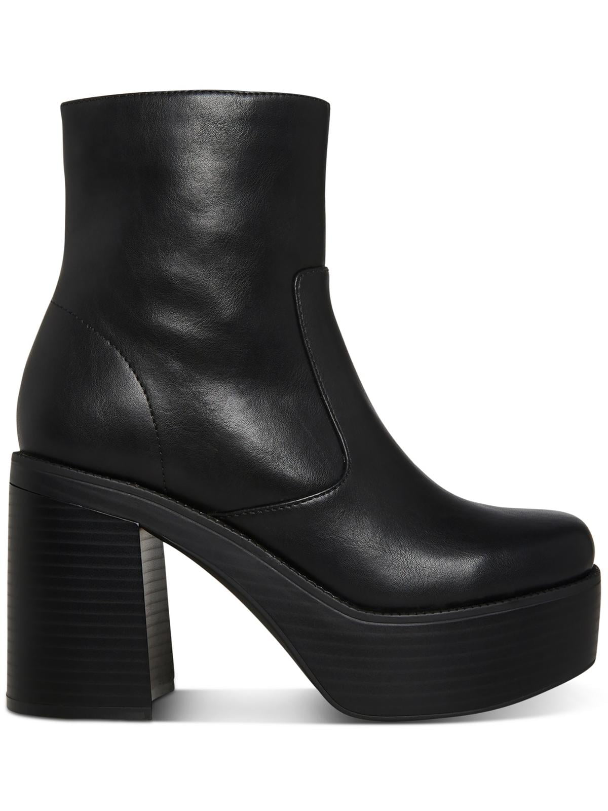 MADDEN GIRL Womens Black 1 1 2 Platform Grace Square Toe Block Heel Zip Up Heeled Boots 9.5 M Walmart