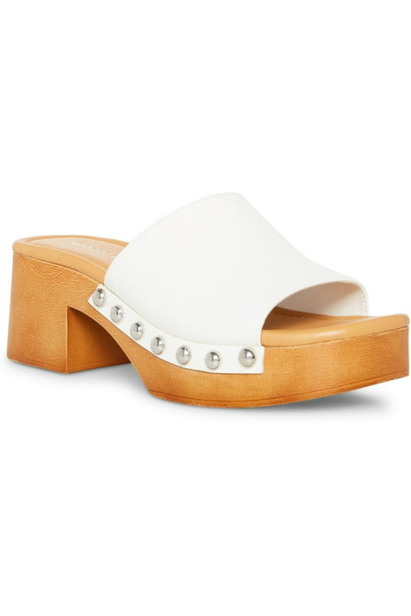 Womens Hilly Faux Leather Studded Slide Sandals
