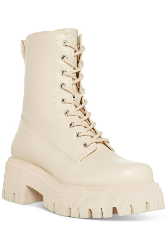 Womens Knight Padded Insole Faux Leather Combat & Lace-Up Boots