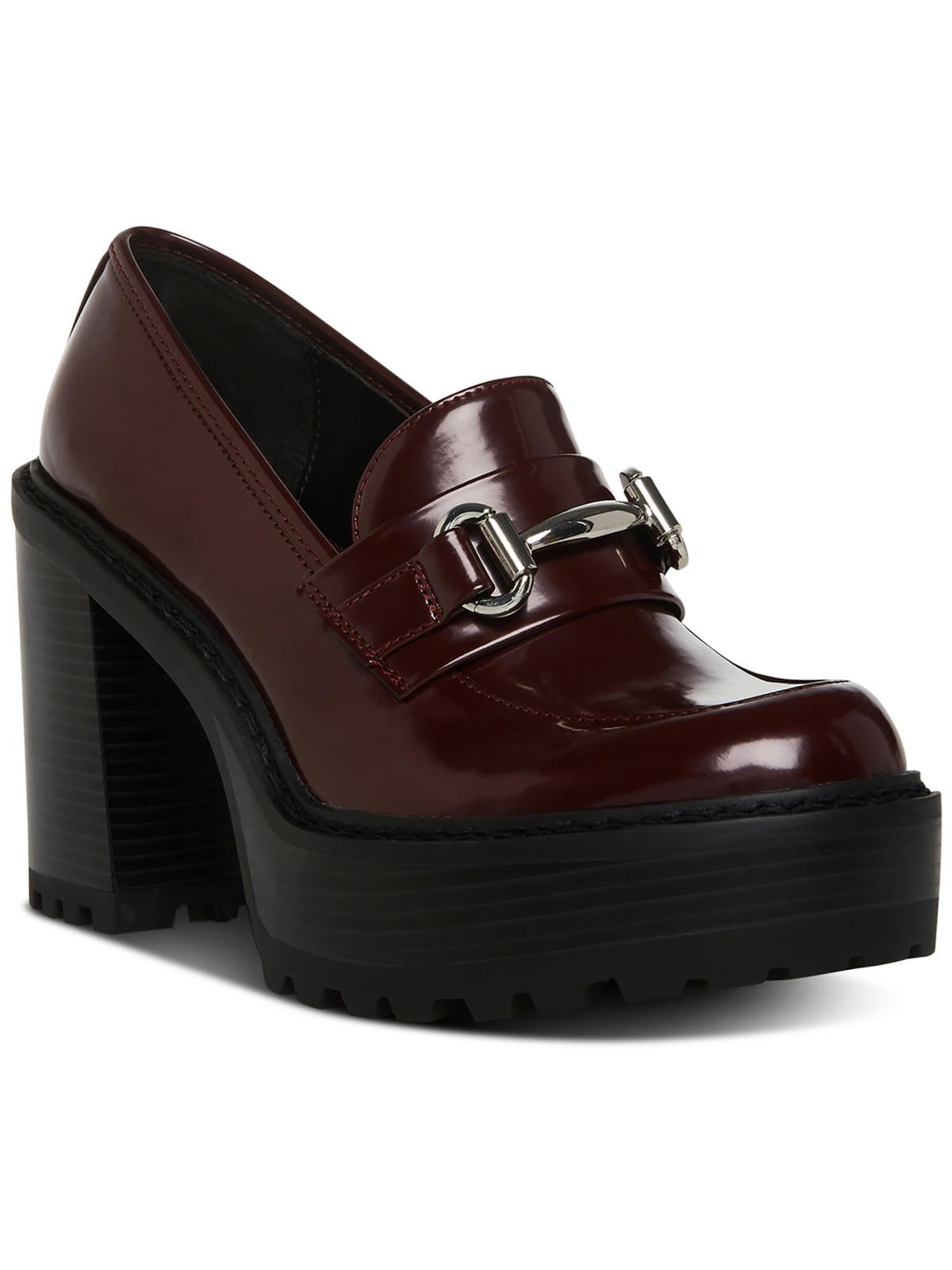 Madden Girl Women's Pollyy Loafers – PU Upper, Adjustable Buckle Strap, Almond Toe & Stacked Heel