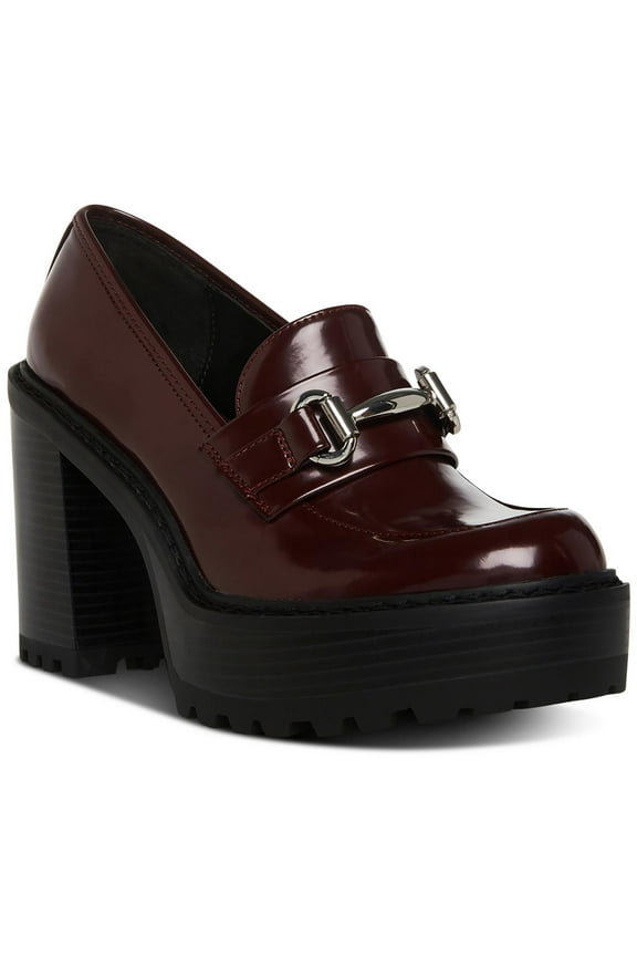 Womens Solid Loafer Heels