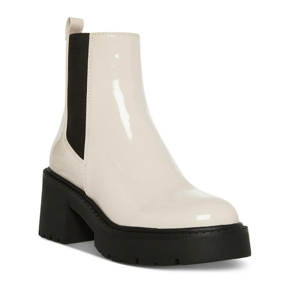 Madden Girl Womens Trust Patent Lugged Sole Chelsea Boots