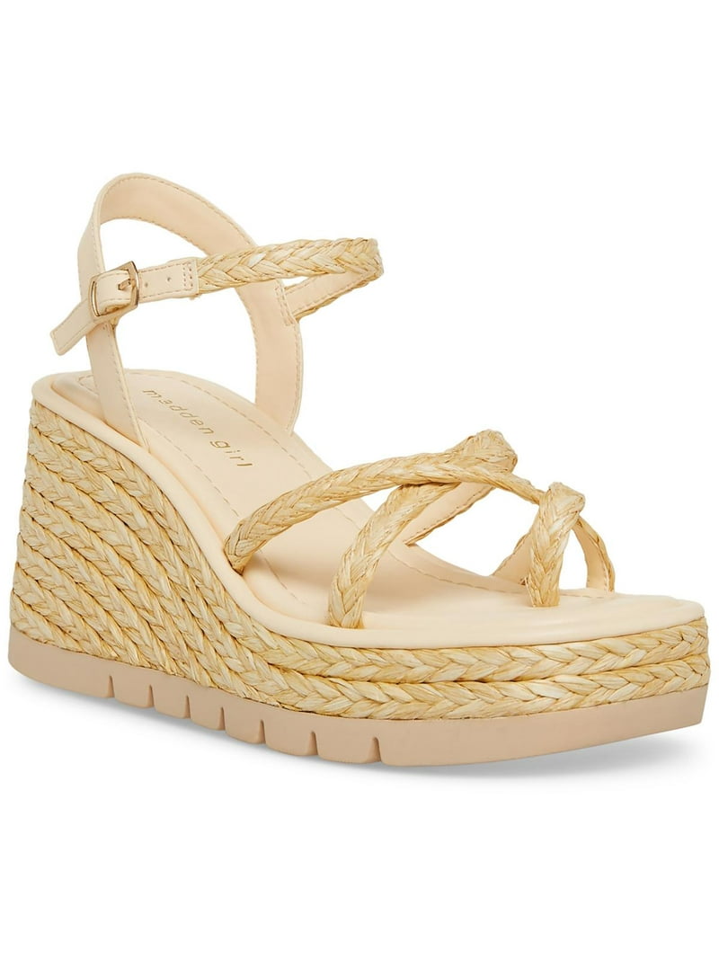 Madden Girl Womens Vault Raffia Cushioned Footbed Wedge