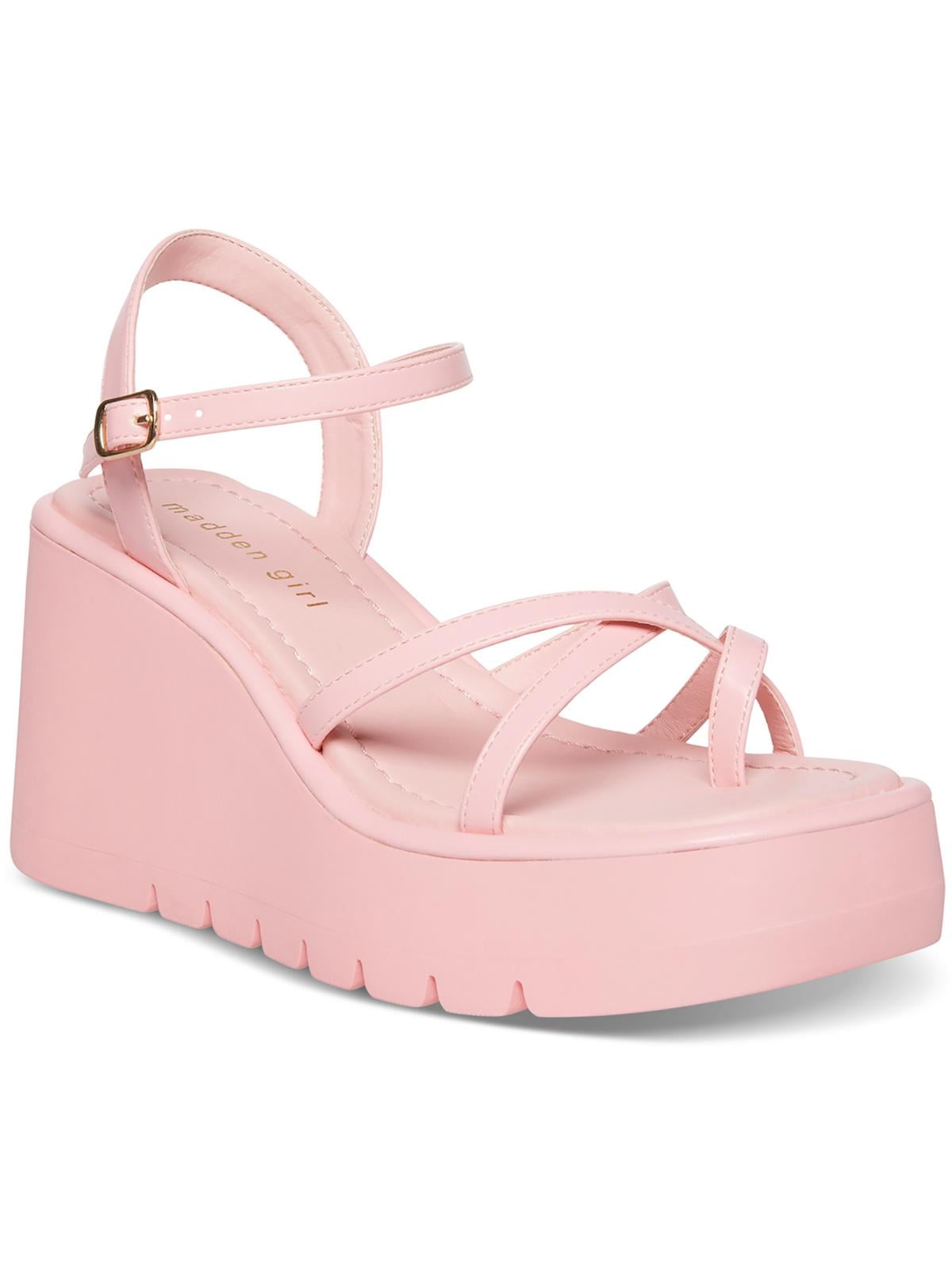 Madden Girl Womens Vaultt Buckle Faux Leather Platform Sandals