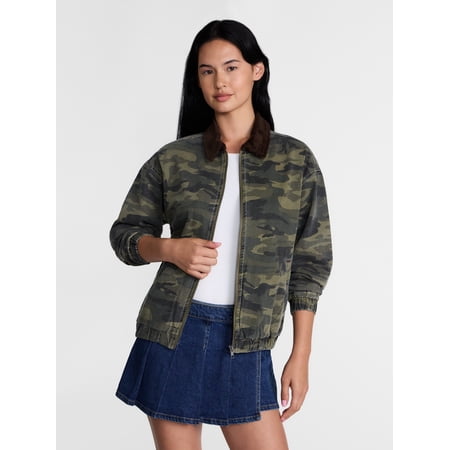 Madden NYC Women's Cotton Twill Bomber Jacket, Sizes XXS-XXL