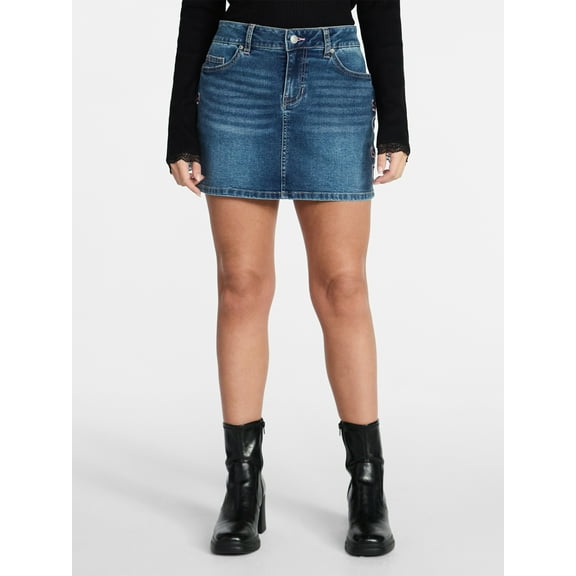 Madden NYC Women's Embroidered Bow Denim Skirt, Sizes XXS-XXL
