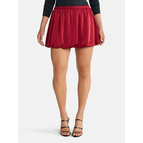 Madden NYC Women's Bubble Hem Satin Mini Skirt, Sizes XXS-XXL