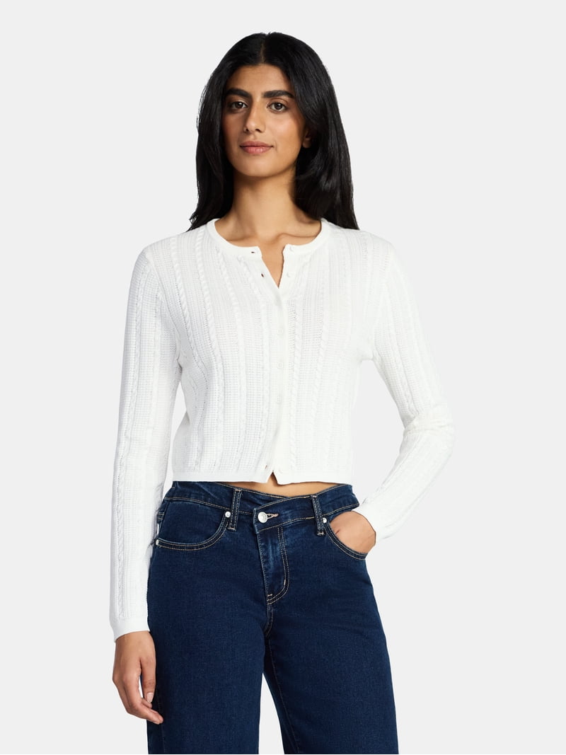 lady　0617 Madden NYC Women's Cable Cardigan, Sizes XXS-XXL - Walmart.com