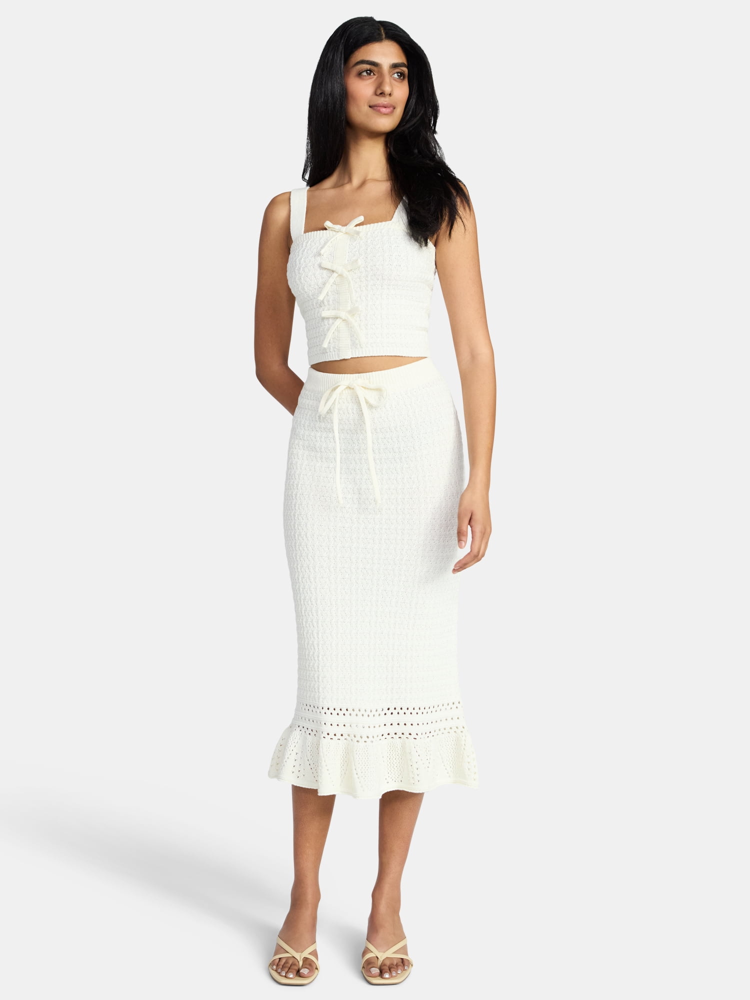 Madden NYC Women's Crochet Tank Top and Skirt Set, 2-Piece, Sizes XXS-XXL