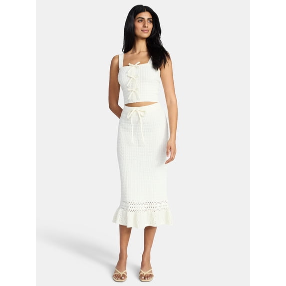 Madden NYC Women's Crochet Tank Top and Skirt Set, 2-Piece, Sizes XXS-XXL