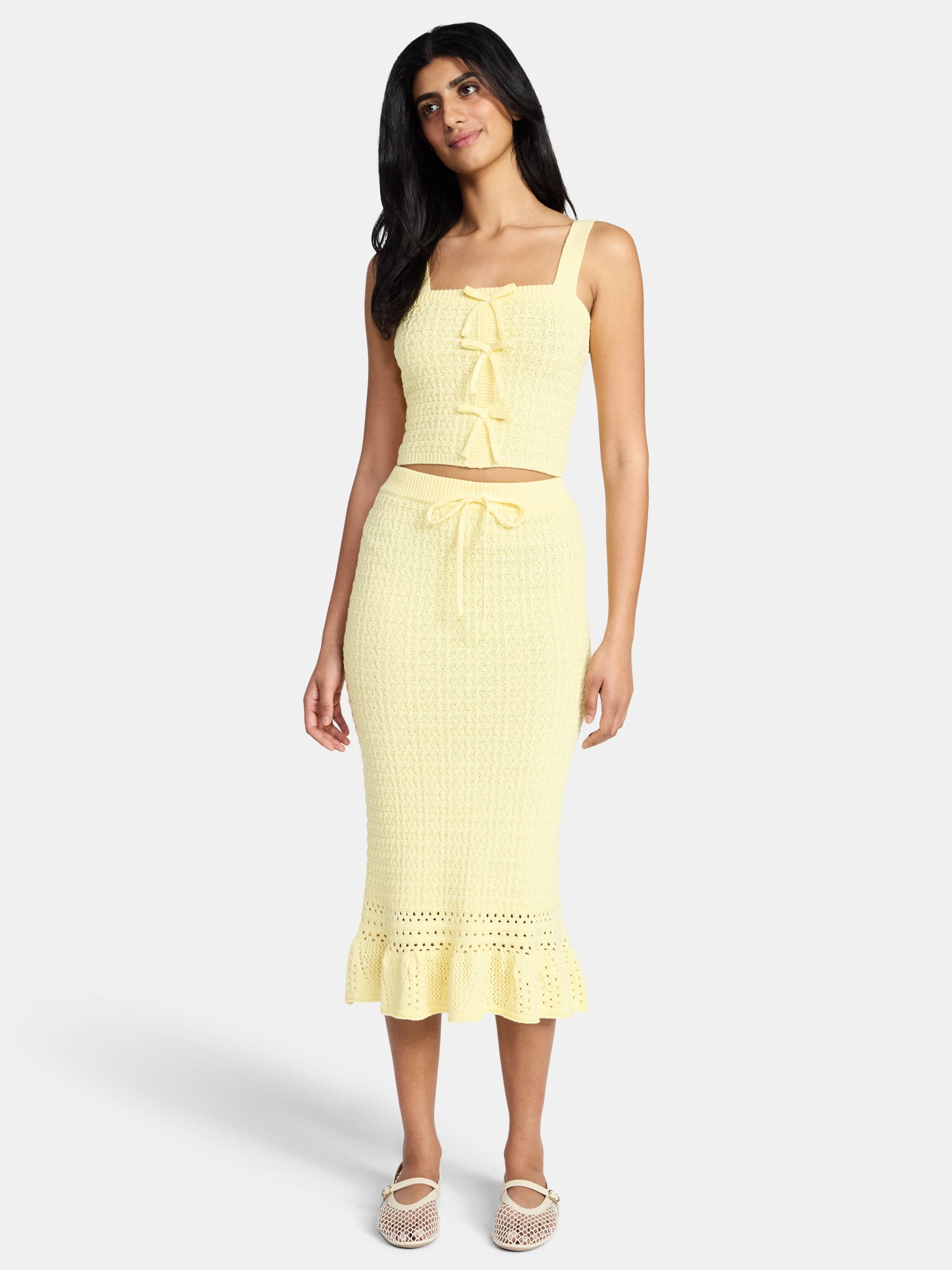 Madden NYC Women's Crochet Tank Top and Skirt Set, 2-Piece, Sizes XXS-XXL