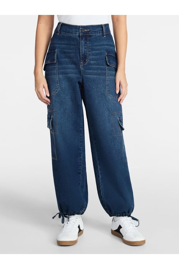Women's Denim Cargo Joggers, 28" Inseam, Sizes XXS-XXL