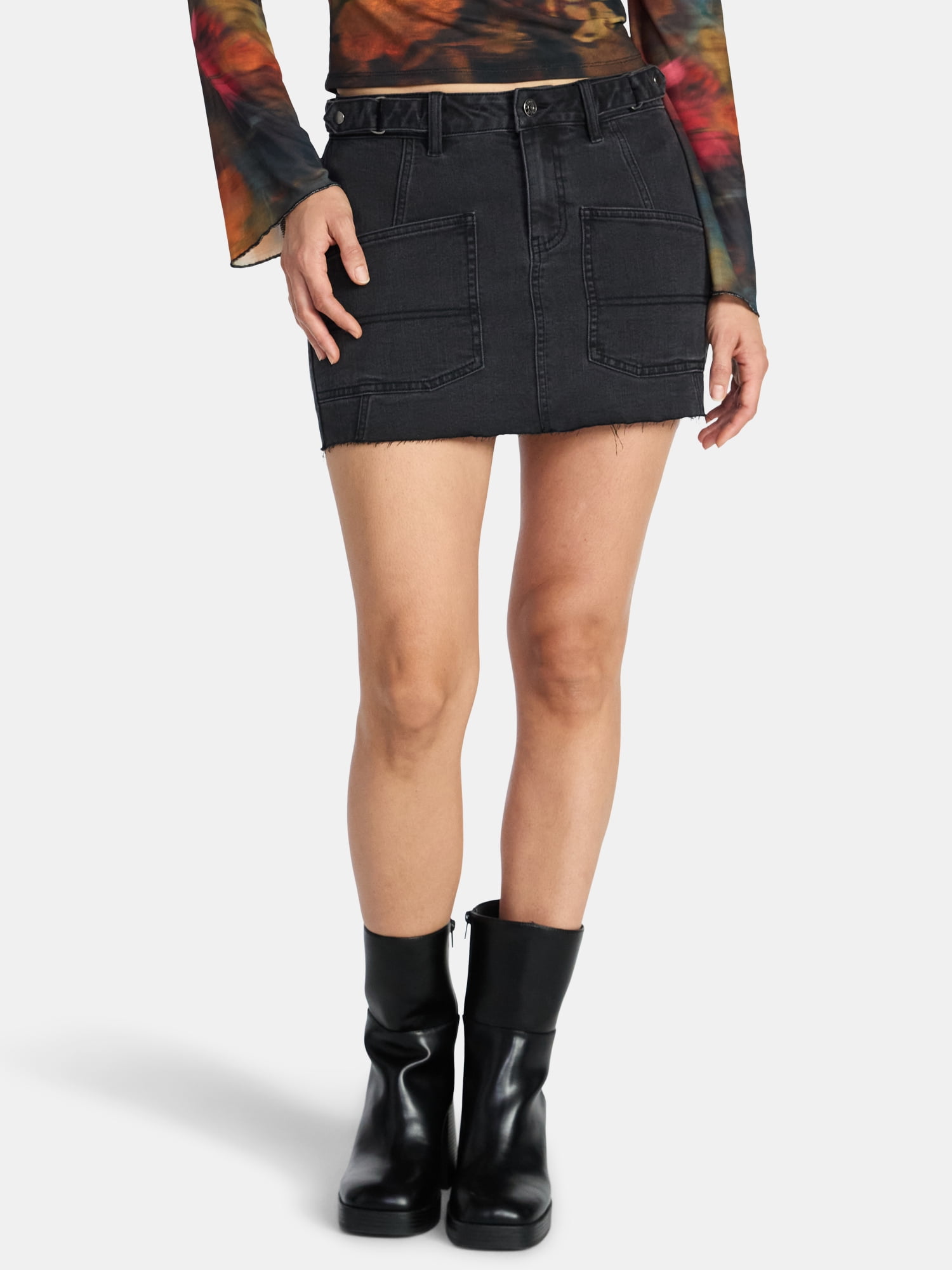 Madden NYC Women's Denim Pocket Mini Skirt, Sizes XXS-XXL