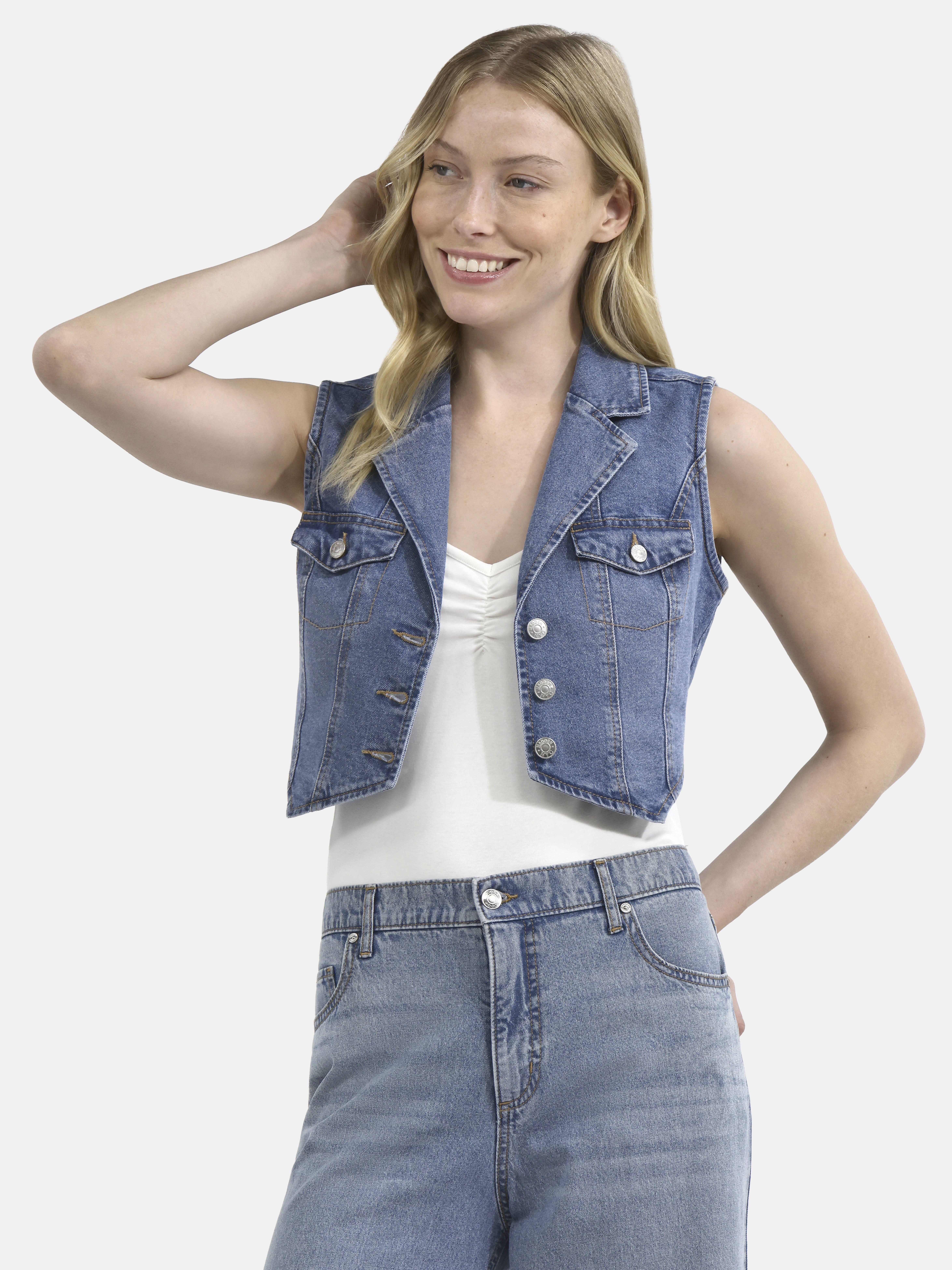 Madden NYC Women's Denim Vest, Sizes XXS-XXL - Walmart.com