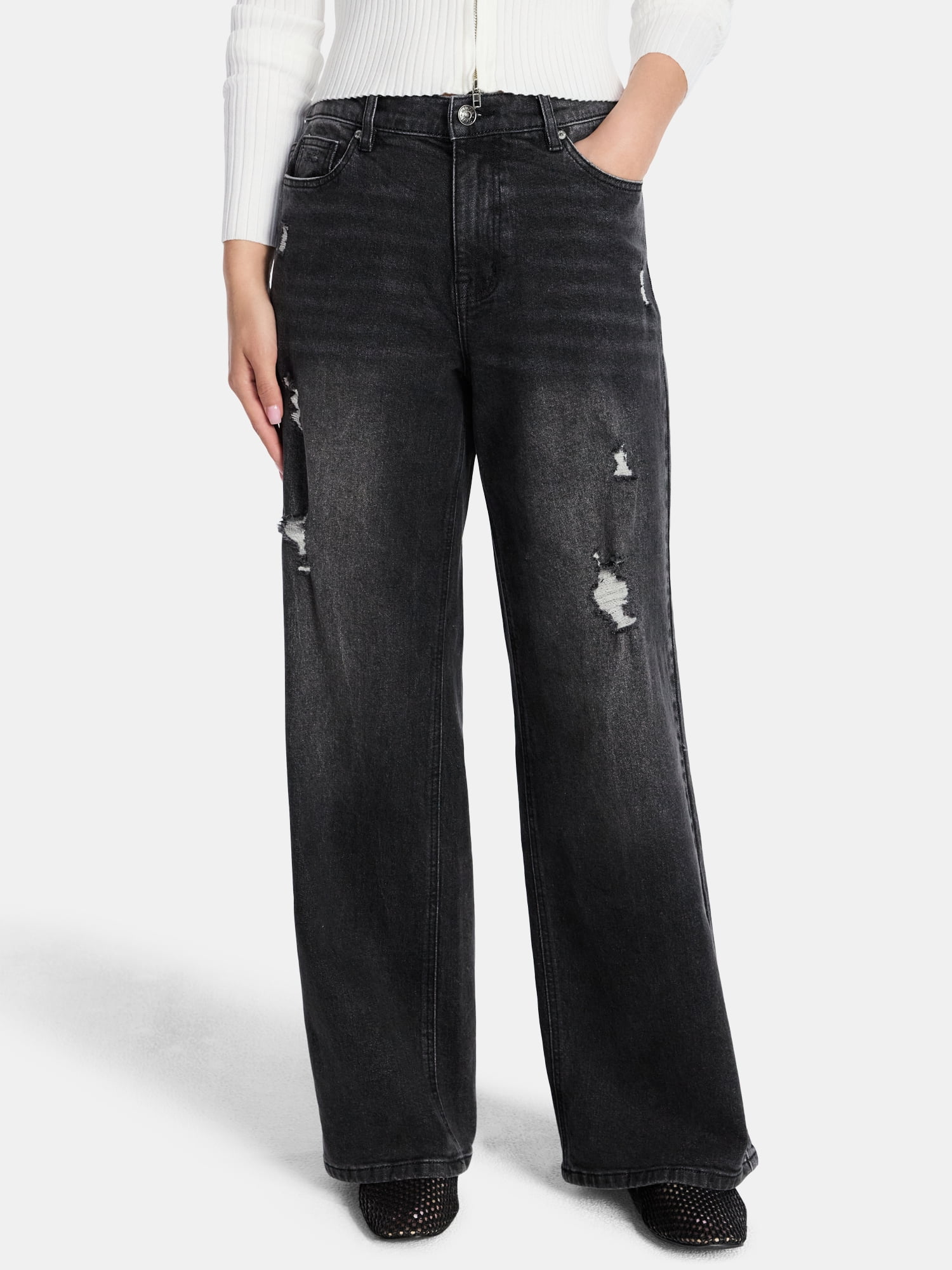 Madden NYC Women’s Distressed Jeans, 31'' Inseam, Sizes XXS-XXL