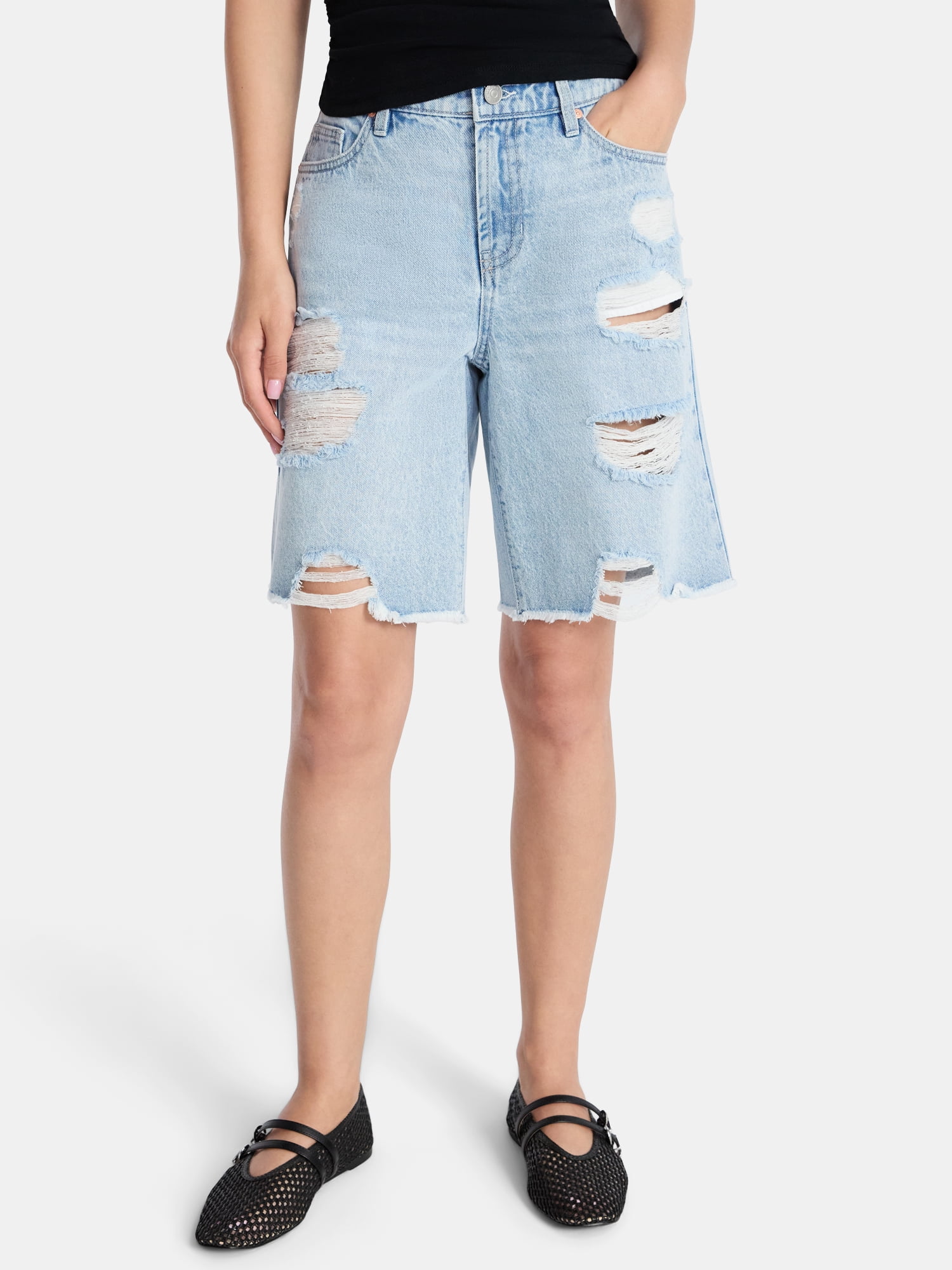 Madden NYC Women’s Distressed Cotton Jorts, Sizes XXS-XXL