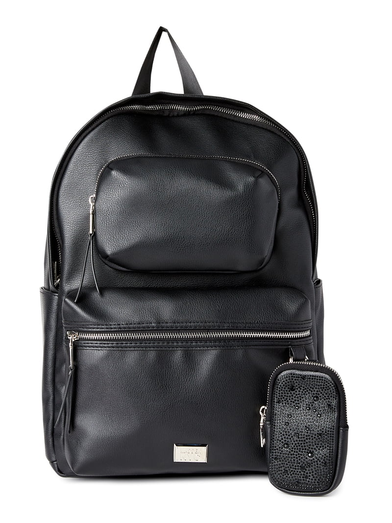 Madden Girl $78 All Black Leather Structured Multi Pocket Backpack 90s Y2K Vibes Madden Girl Backpack Black Bags & Handbags for Women for  main image 3