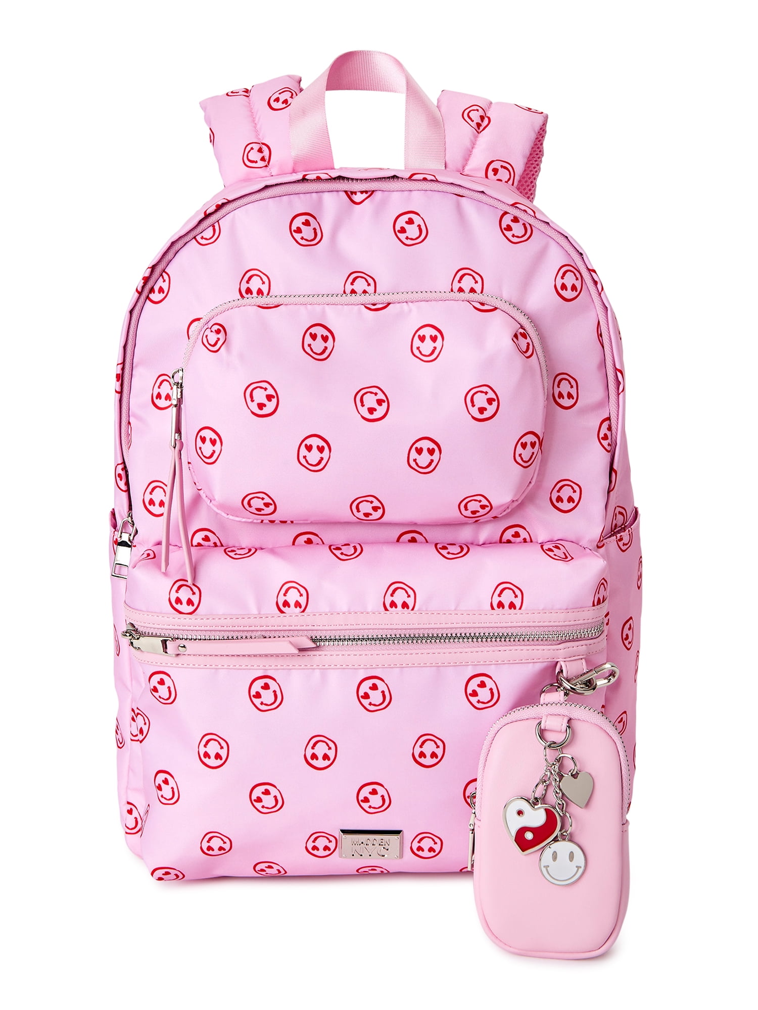 Medium - Happy Face Checkered 50/50 - Pink & Black Backpack