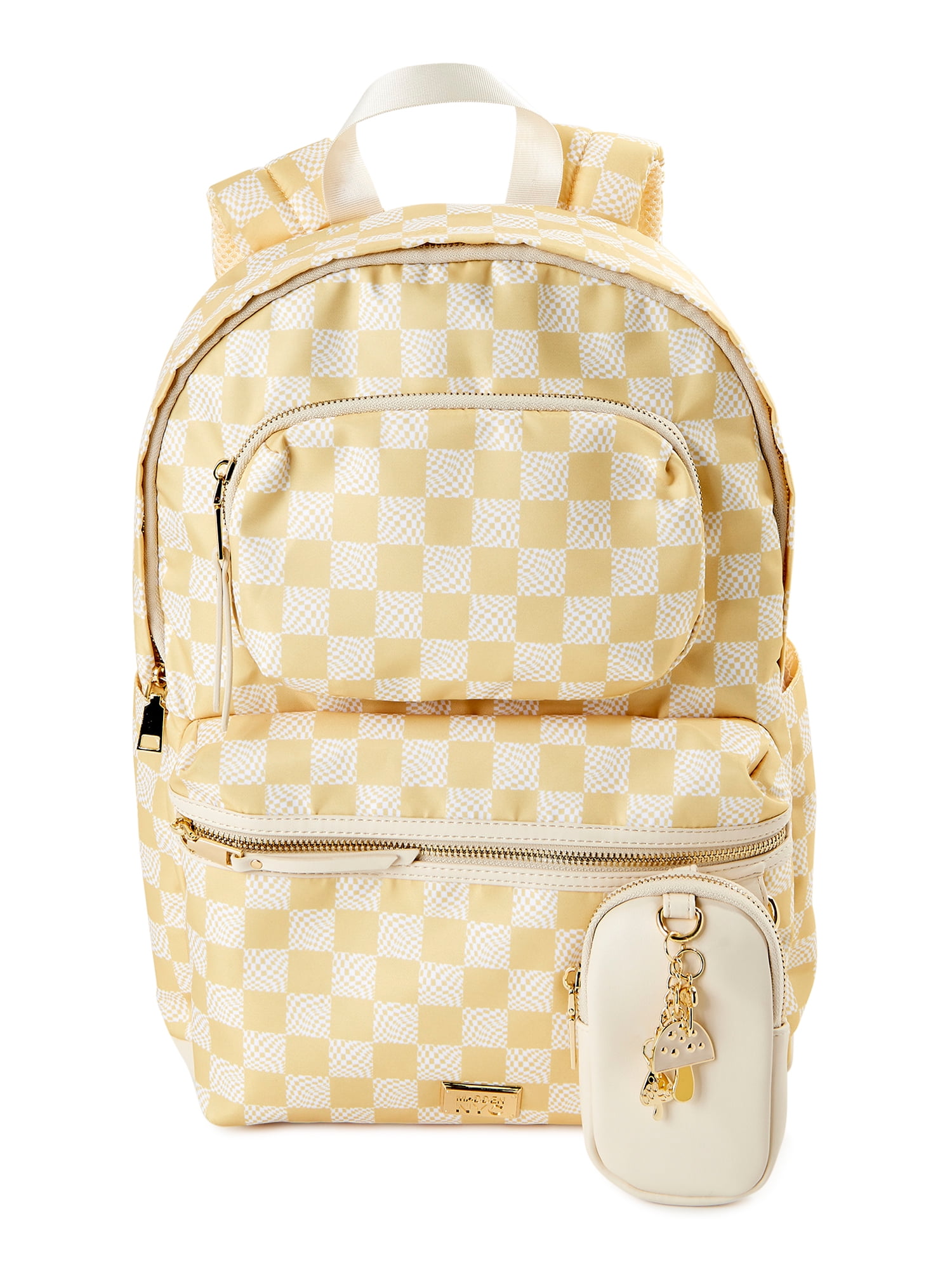 Madden NYC Girls Modular Zipper Backpack Yellow Check