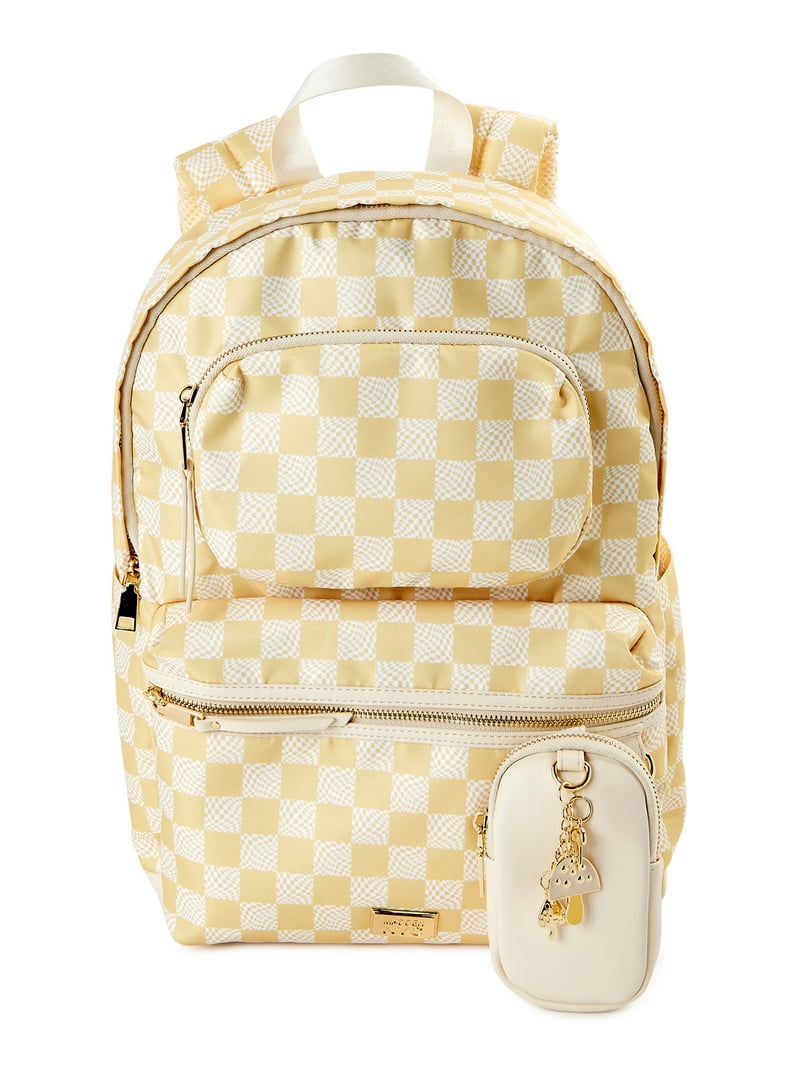 Madden NYC Girls Modular Zipper Backpack Yellow Check  display picture 3
