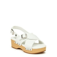 Madden NYC Girls Wooden Heel Sandals (various sizes in white)