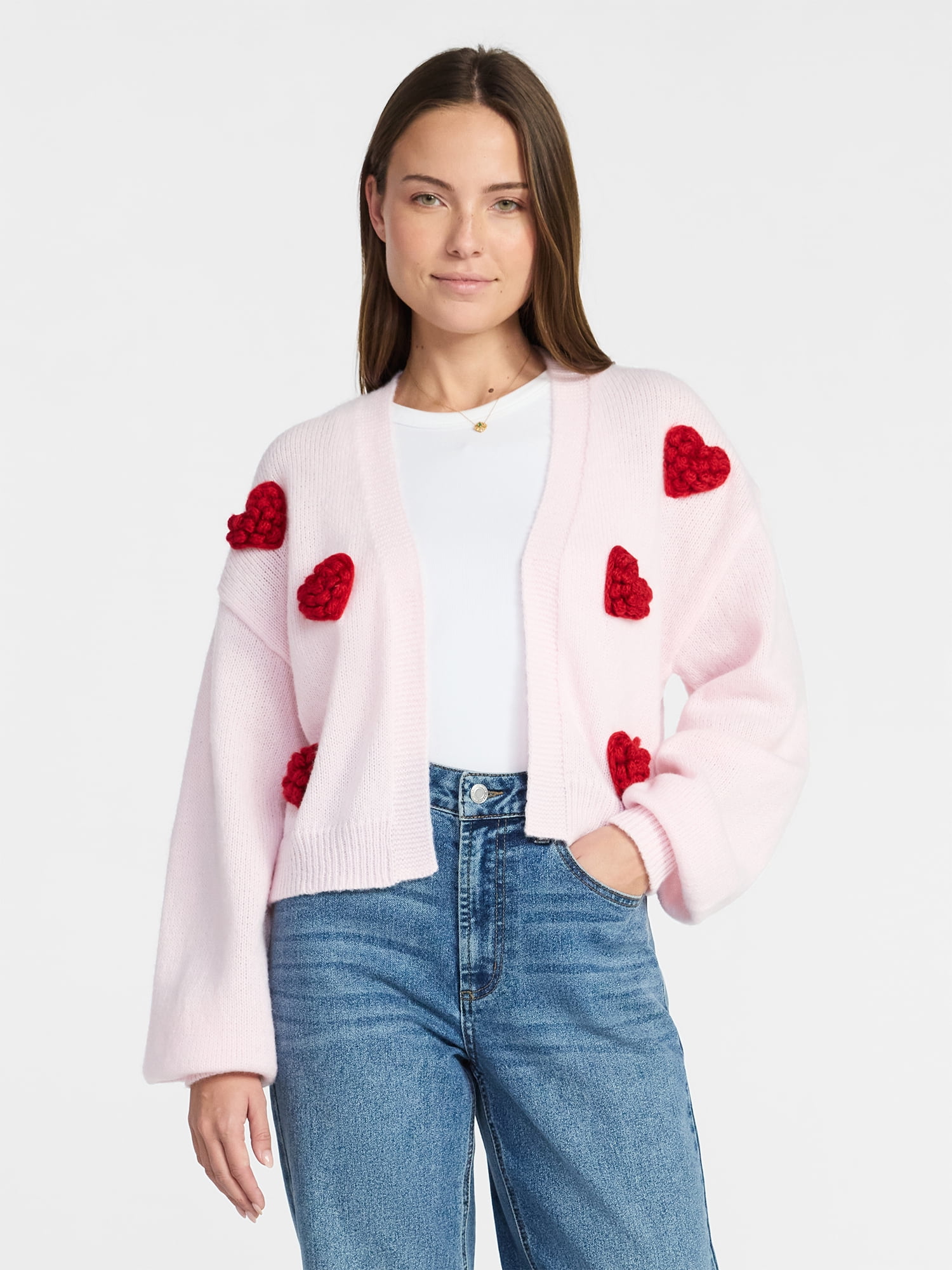 Madden NYC Women's Heart Cardigan, Lightweight, Sizes XXS-XXL