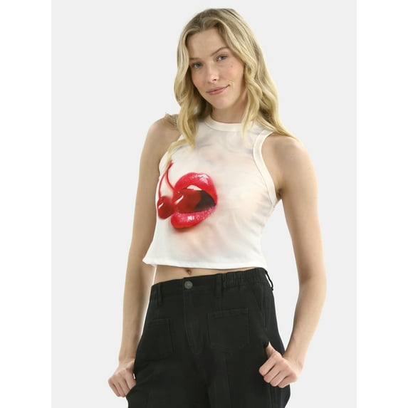 Madden NYC Women's Sleeveless High Neck Graphic Top, Sizes XXS-XXL
