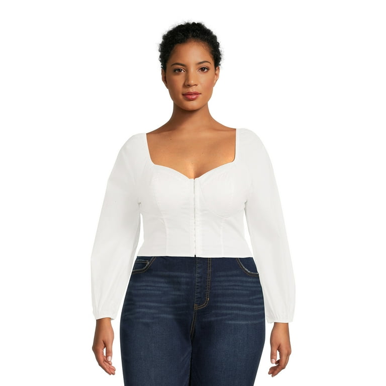 Madden NYC Junior Plus Size Corset Top with Foam Bra Cups 