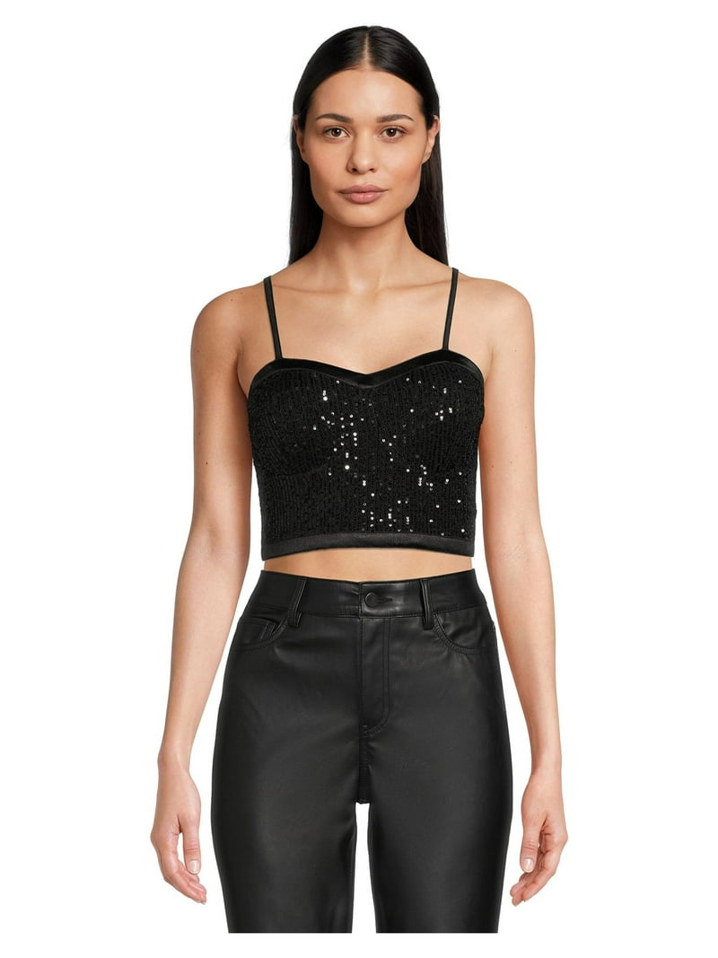 Madden NYC Junior's Glitter Bra Cup Top - Walmart.com