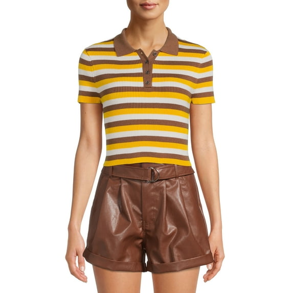 Madden NYC Junior's Short Sleeve Polo Collar Top