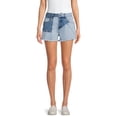 thumbnail image 1 of Madden NYC Juniors' Colorblock Denim Mom Shorts, 1 of 5
