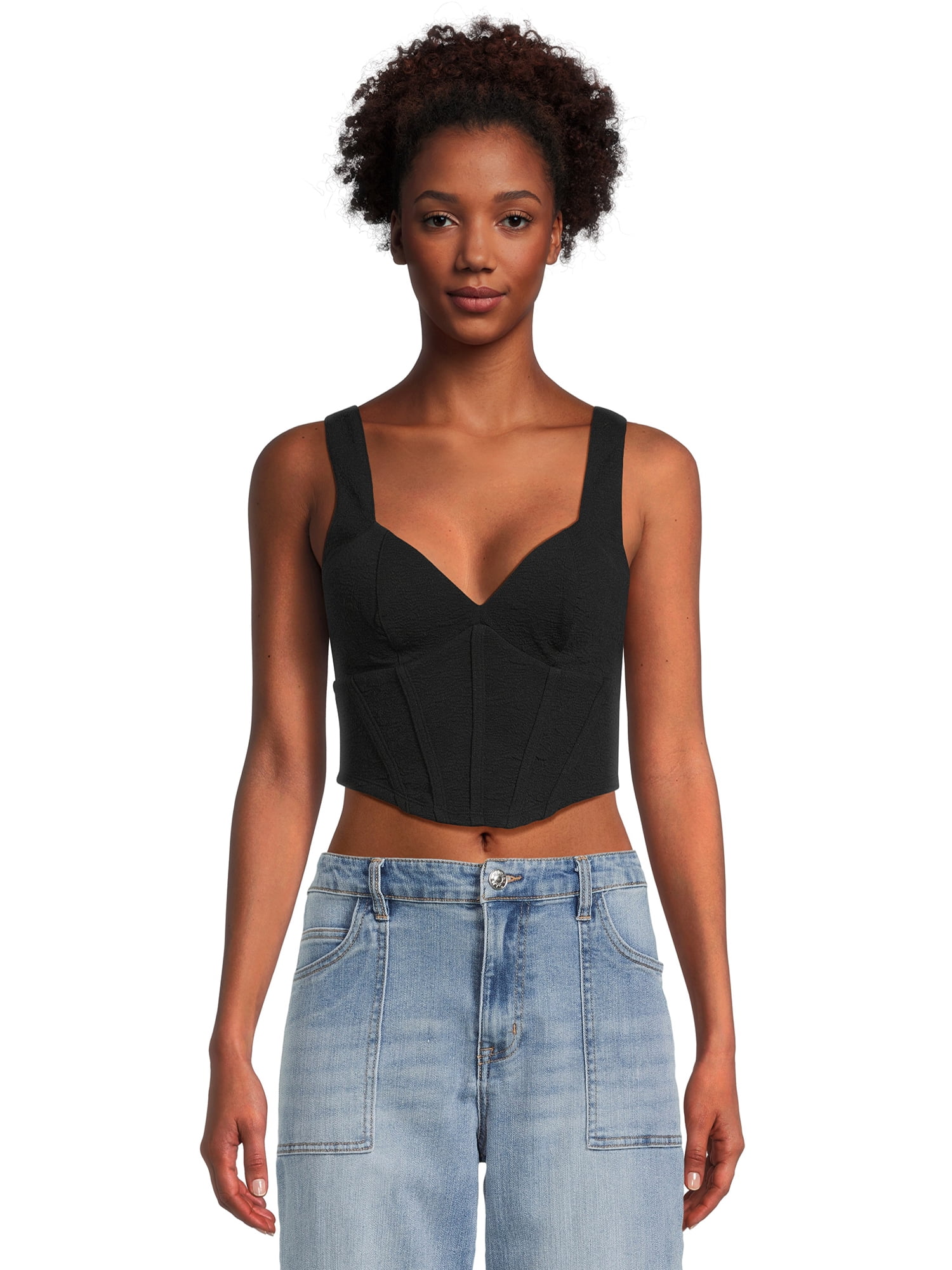 『MEER. 』/CORSET DESIGN TOP EDIKTED Crystal Embellished Strapless Mesh Corset Top