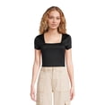 thumbnail image 1 of Madden NYC Juniors’ Cropped Square Neck Top, Sizes XS-XXXL, 1 of 5