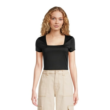 Madden NYC Juniors’ Cropped Square Neck Top, Sizes XS-XXXL