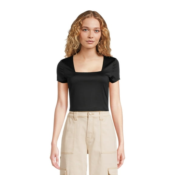 Madden NYC Juniors’ Cropped Square Neck Top, Sizes XS-XXXL