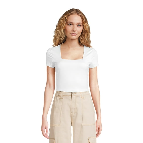 Madden NYC Juniors’ Cropped Square Neck Top, Sizes XS-XXXL