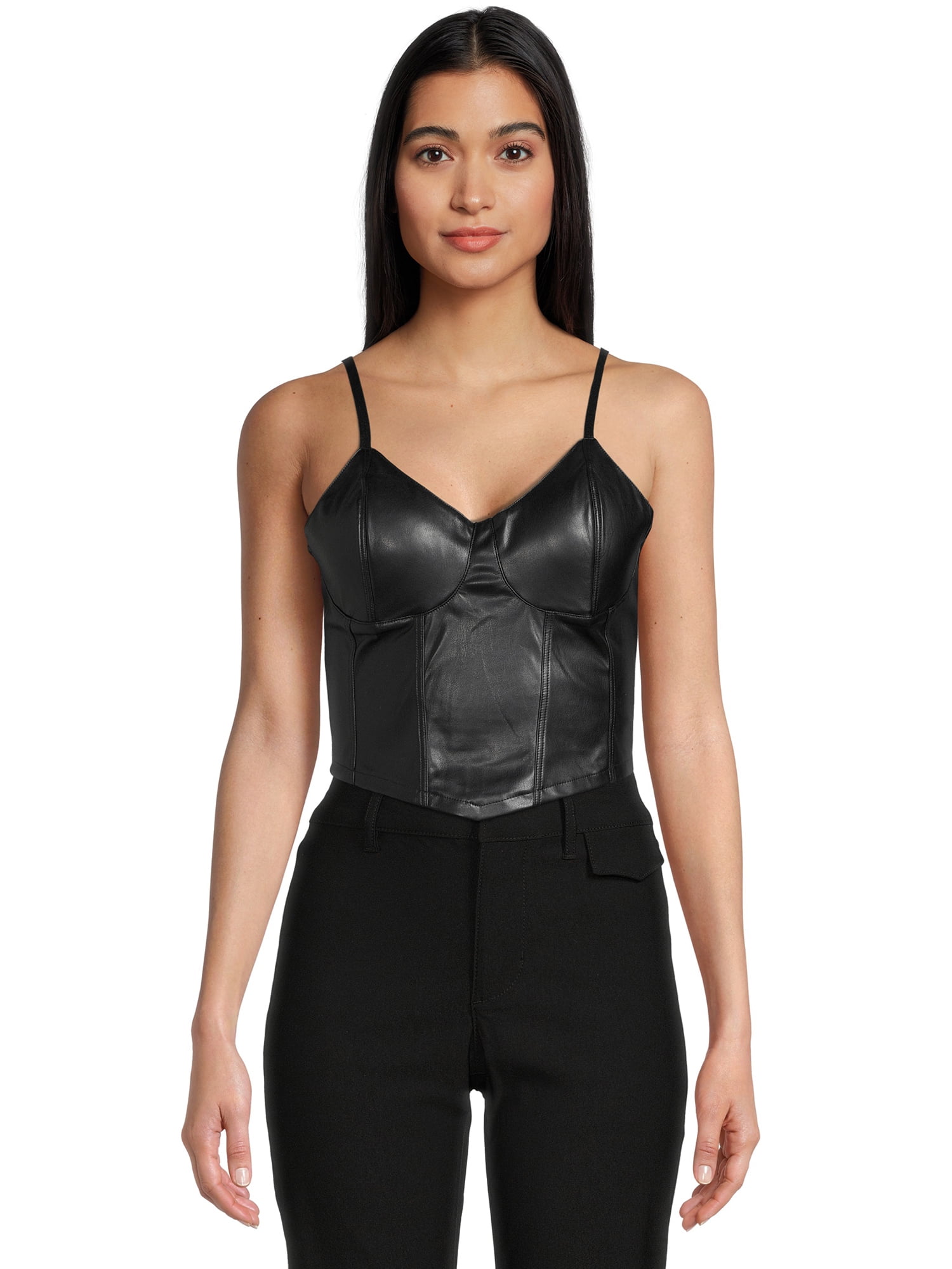 Madden NYC Juniors' Faux Leather Bustier Top