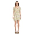 Madden NYC Juniors’ Peasant Dress with Puff Sleeves and Back Tie, Sizes