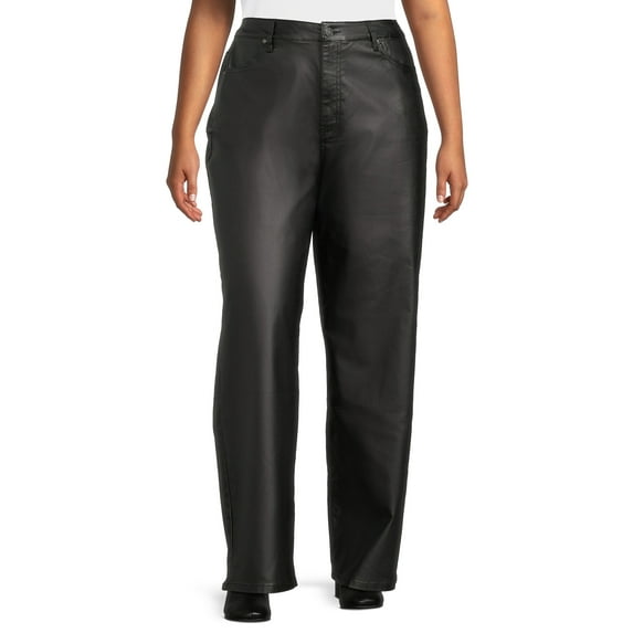 Madden NYC Juniors Plus Size Coated Wide Leg Pants