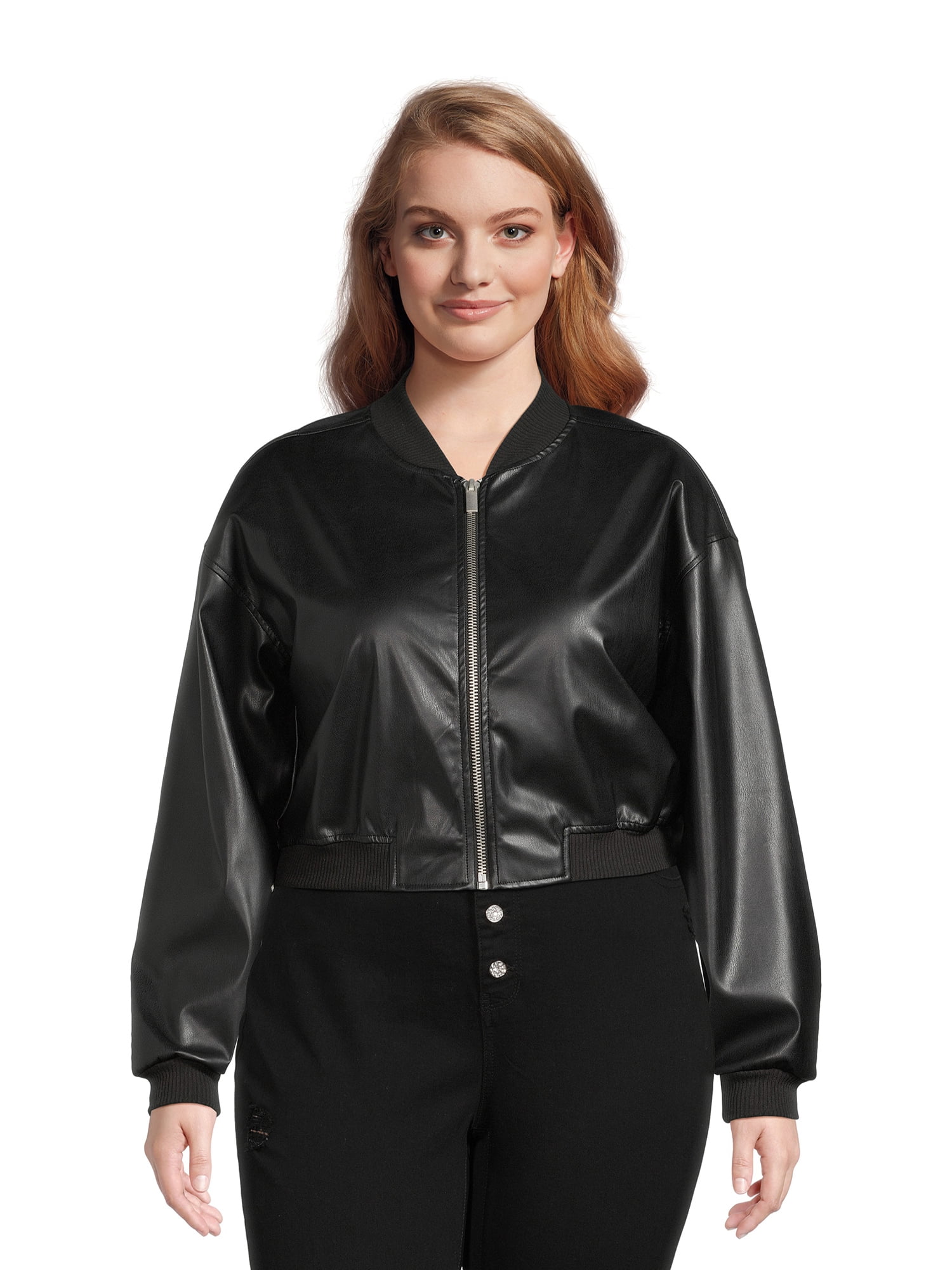 Juniors black faux leather jacket hotsell