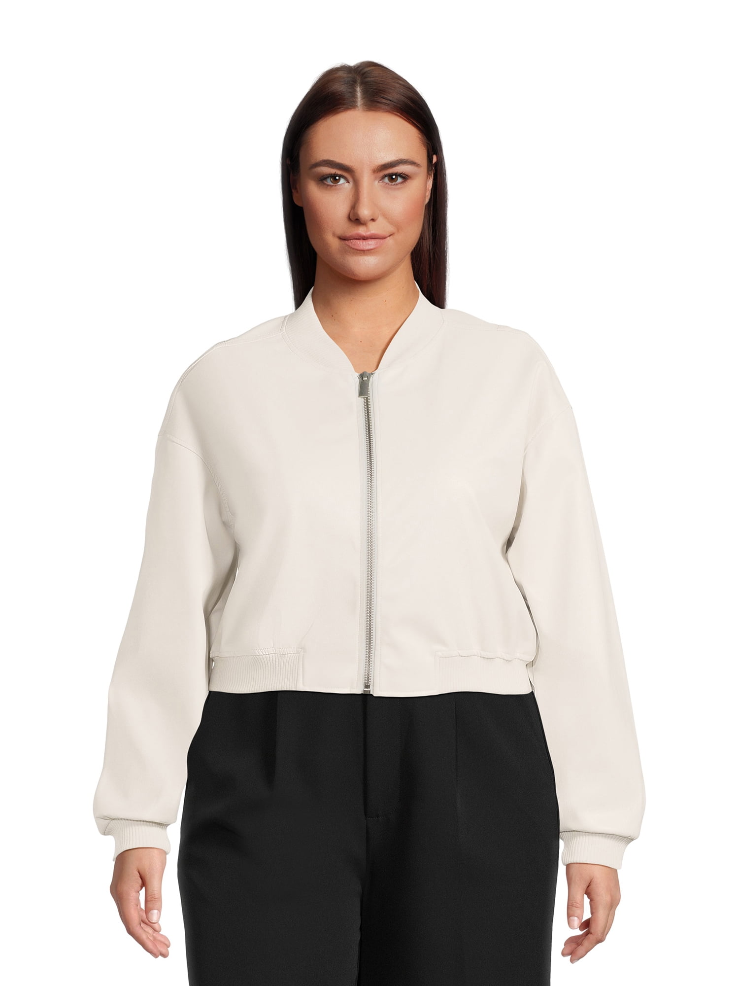 Plus size white bomber cheap jacket
