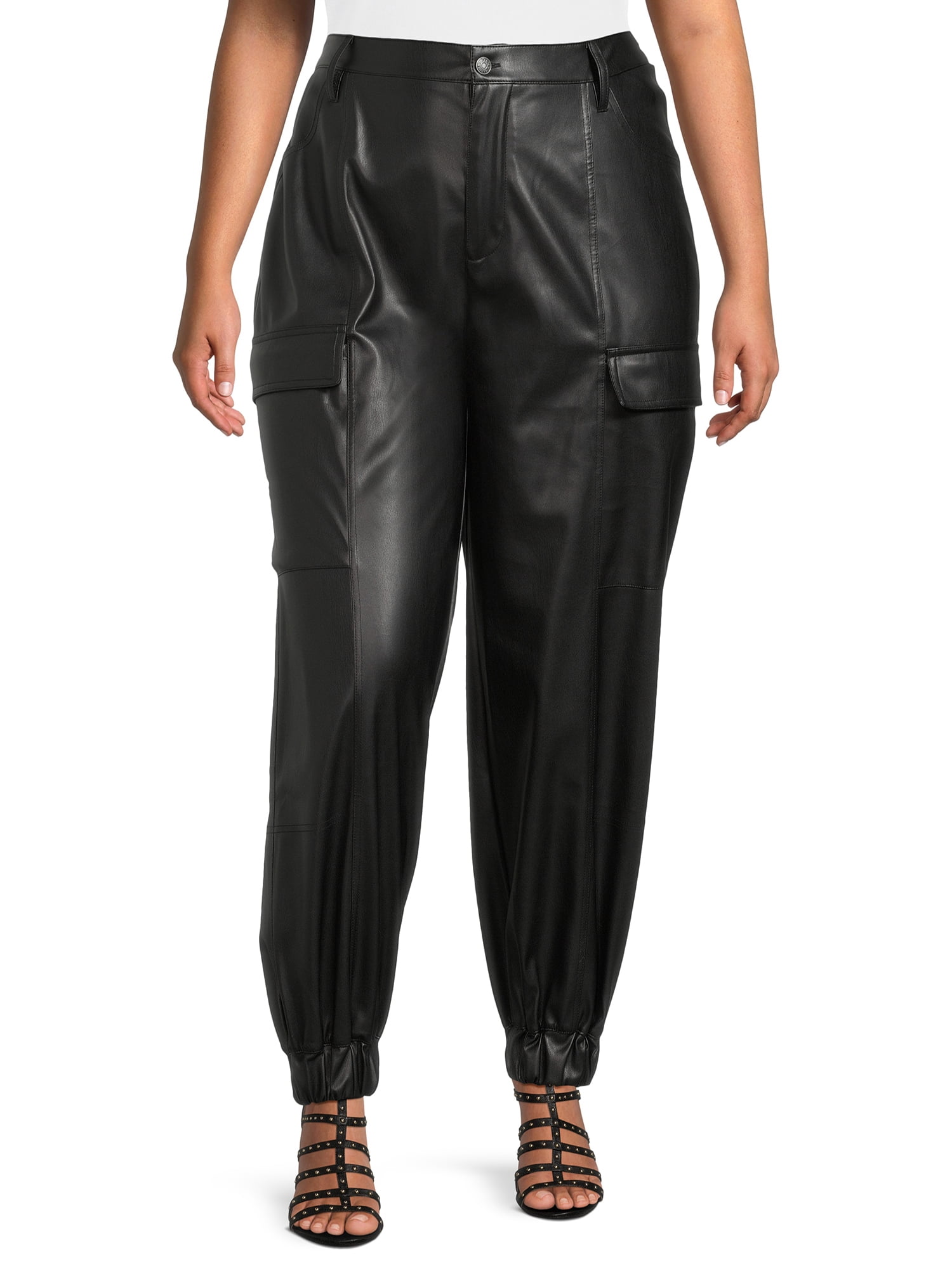 Madden NYC Juniors Plus Size Faux Leather Joggers - Walmart.com