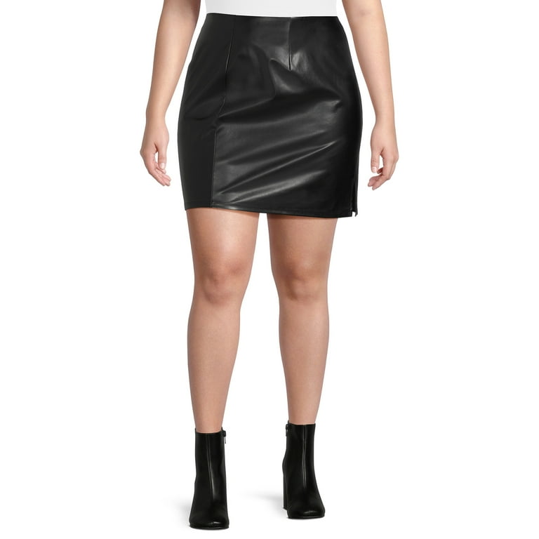 Plus size faux leather mini skirt cheap